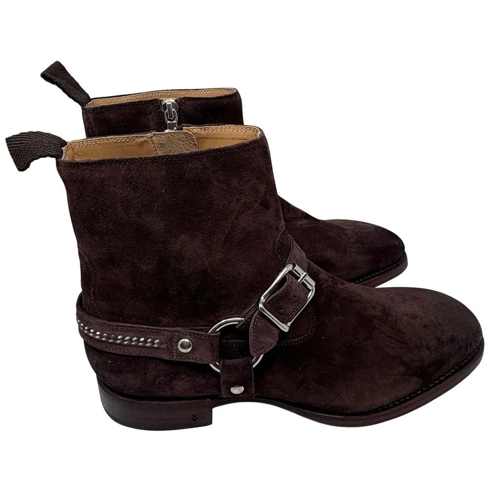 John Varvatos Mens Brown Suede Regent Harness ‎ Boots Made in Italy Size 10 NWOT